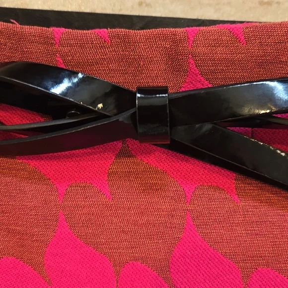 Sara Campbell Pink/Brown Abstract Houndstooth Design Pencil Skirt with Bow Belt - Picture 4 of 9